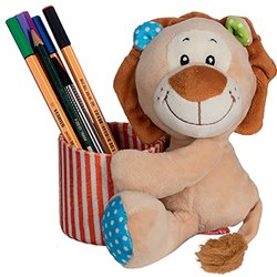 Peluche Porte crayons lion
 beige clair 15 cm