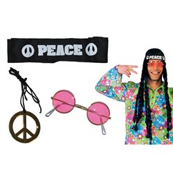 Set Peace & Love Composé d'un Bandeau, d'une Paire de Lunettes et d'un Collier