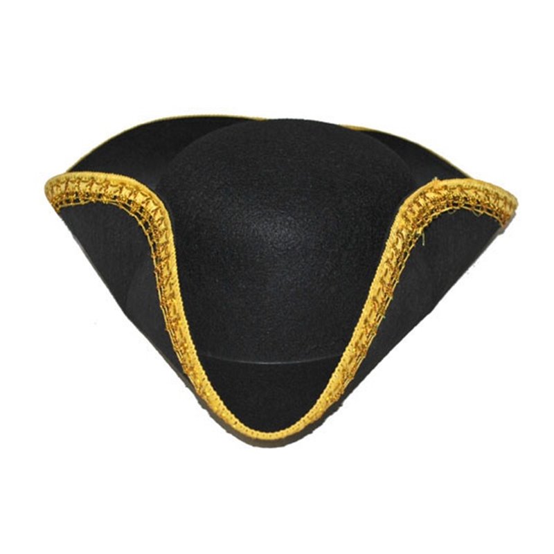 Chapeau Tricorne avec Bordure Galon Doré