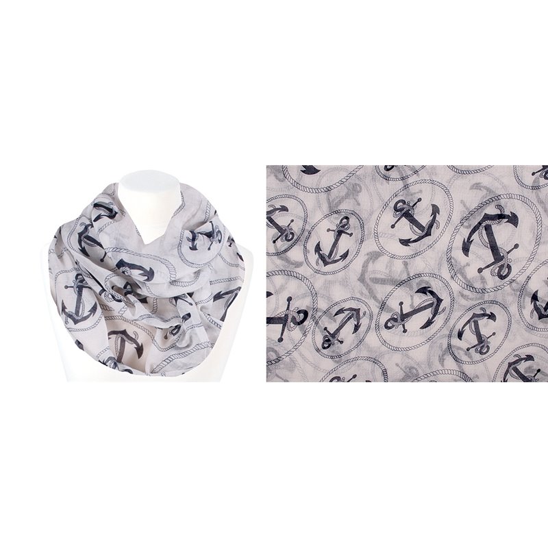 Foulard Tube Motif Marin Blanc