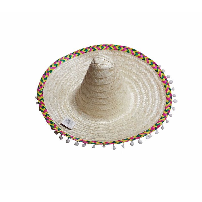 Sombrero en paille avec pompon