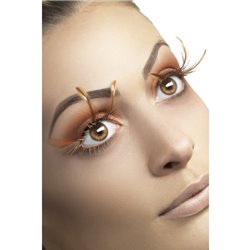 Faux Cils avec Longues Plumes Brunes