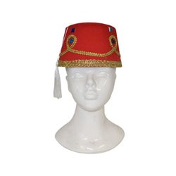 Chapeau Fez avec ornements Rouge