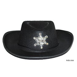 Chapeau de Cowboy Feutrine Noir Motif Etoile pour Enfant