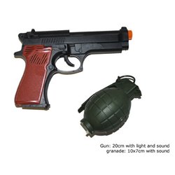 Pistolet de police 20cm avec grenade en plastique