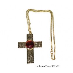 Collier Croix avec Faux Rubis