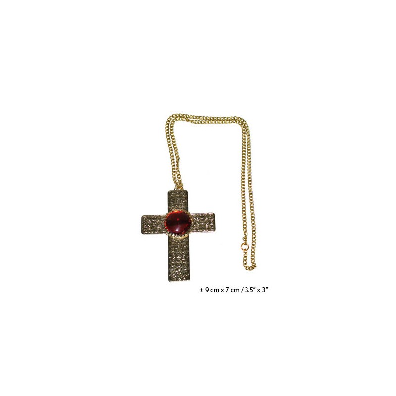 Collier Croix avec Faux Rubis