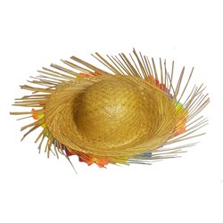 Chapeau tahiti hawaï à fleurs et franges