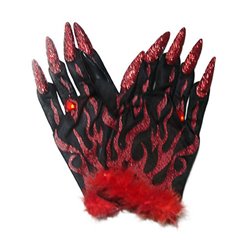 Paire de Gants Diable Noir et Rouge avec Griffes