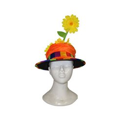 Chapeau orange avec fleur jaune