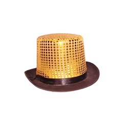 Chapeau Haut de Forme à Paillettes Or et Noir