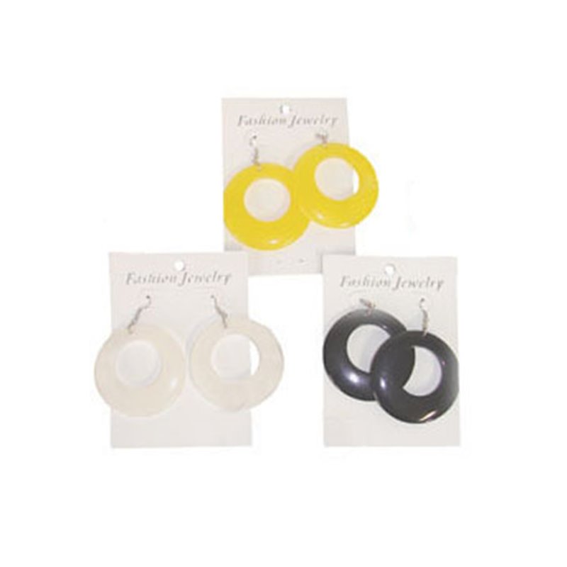 Boucles d'oreilles Créoles Blanc Jaune Noir