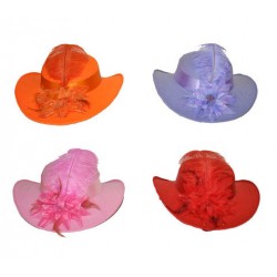 Chapeau pour femme avec fleur et plume couleurs assorties