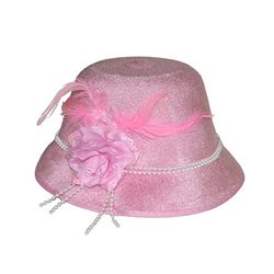 Chapeau pour femme à perles et fleurs Rose