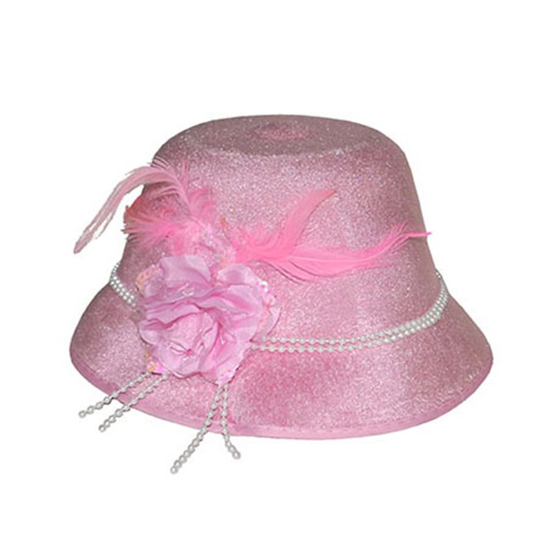 Chapeau pour femme à perles et fleurs Rose