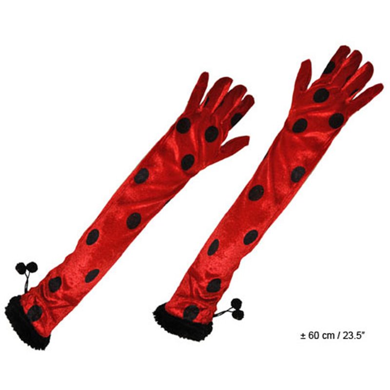 Paire de Gants Coccinelle Rouge avec des Pois Noirs