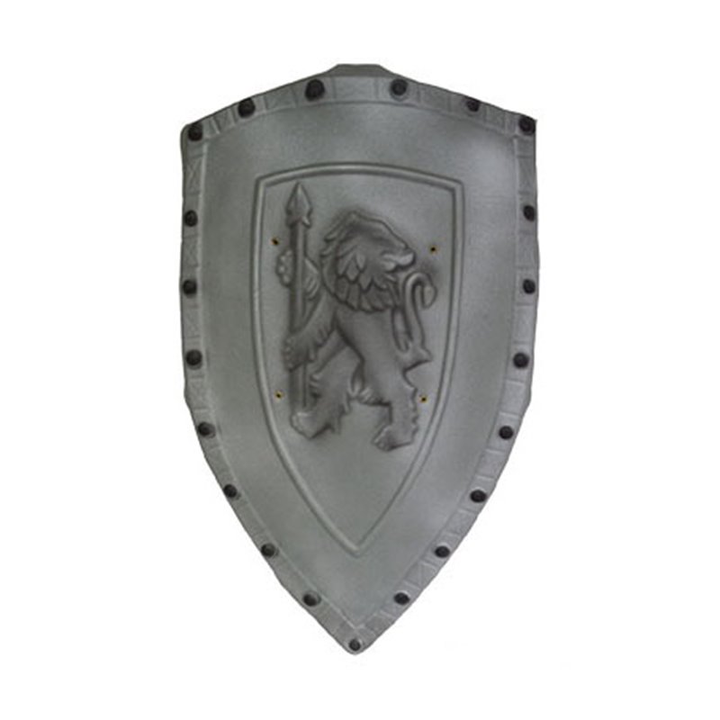 Bouclier de chevalier en mousse avec lion gris 72cm