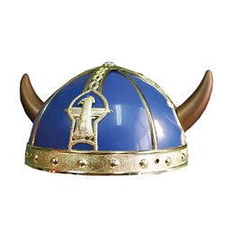 Casque de Viking Bleu à Deux Cornes