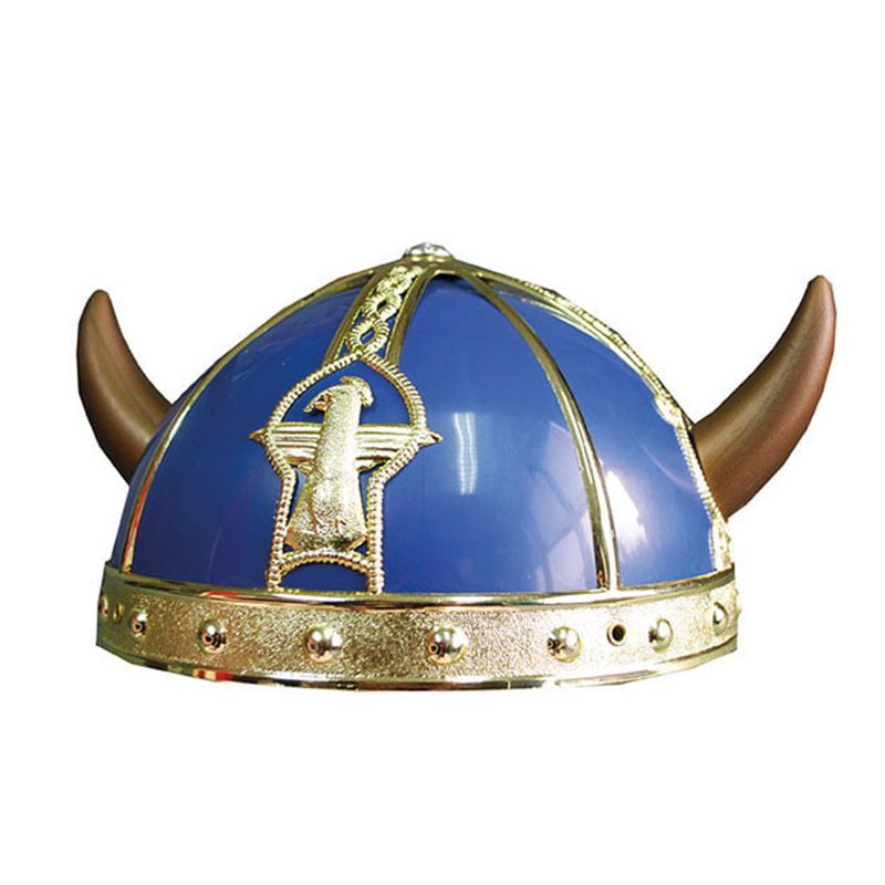 Casque de Viking Bleu à Deux Cornes