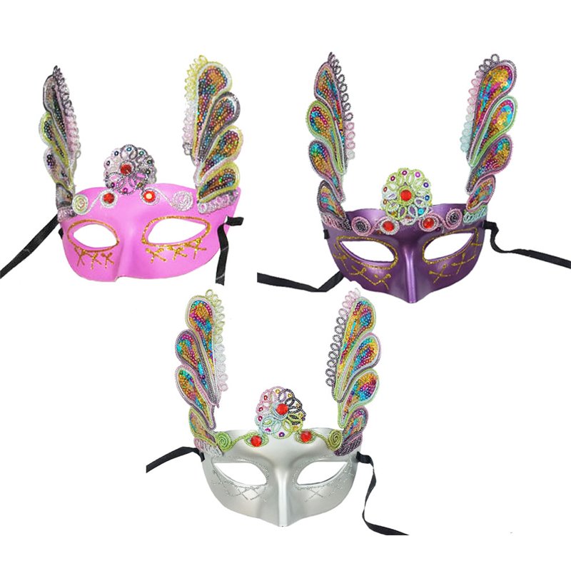 Masque Loup avec des Ailes et des Ornements, 3 couleurs