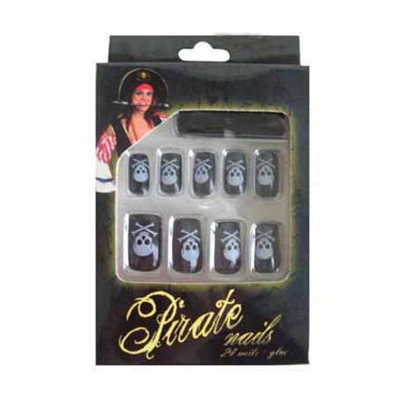 Lot de 24 faux ongles pour pirate