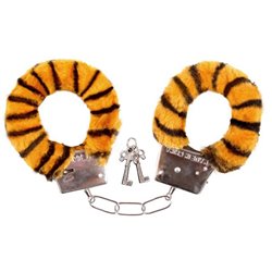 Menottes peluche motif Tigre jaune