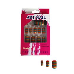 Lot de 24 faux ongles multicolore