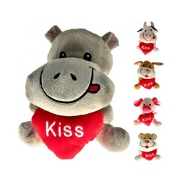 Peluche animaux avec coeur "kiss"