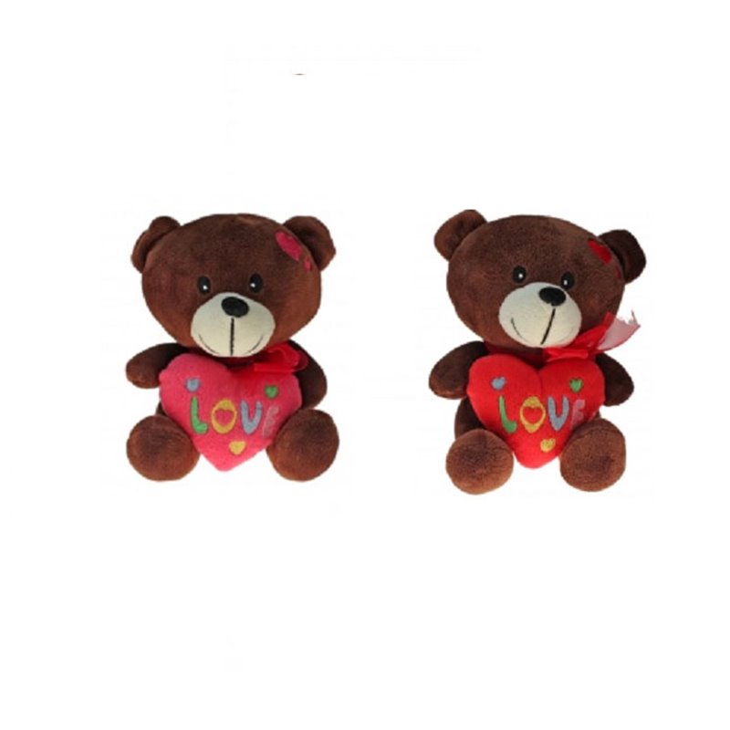 Peluche ours Brun avec Coeur 20 cm