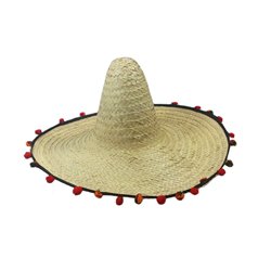 Sombrero en paille avec boules