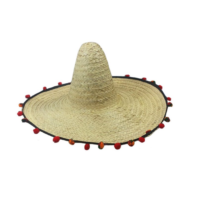 Sombrero en paille avec boules