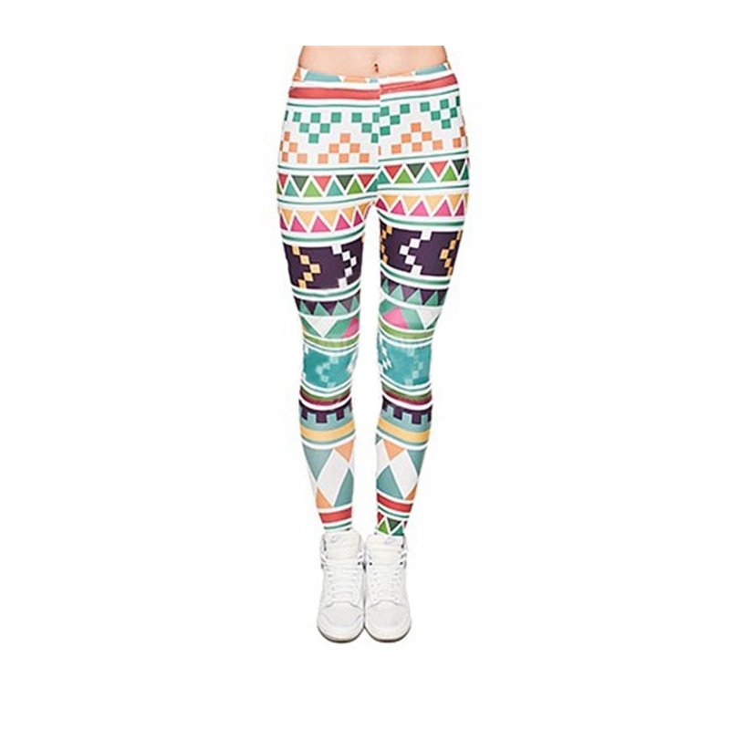 Pantalon legging à motif patchwork multicolore