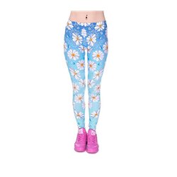 Pantalon legging bleu à fleurs