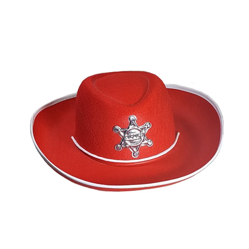 Chapeau de cowboy en feutrine Rouge/Blanc