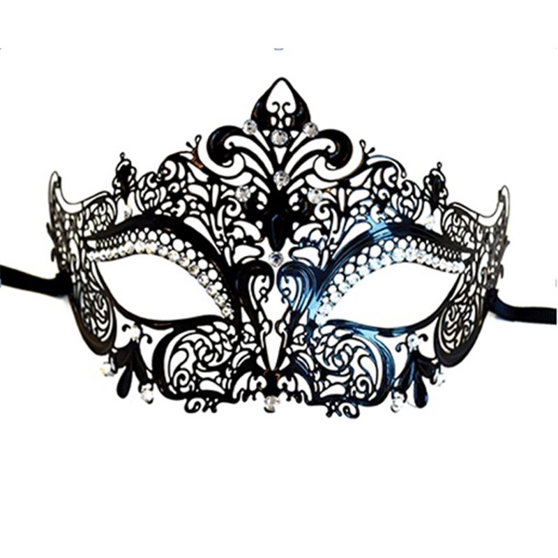 Masque de loup noir avec strass