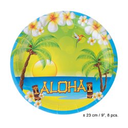 Pack de 8 Assiettes Aloha en Carton