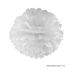 Pompon en papier blanc 30 cm