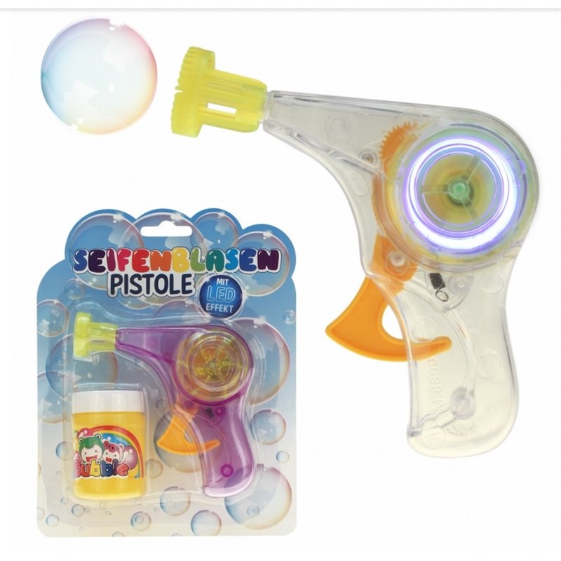 Pistolet à bulles lumineux transparent 10cm