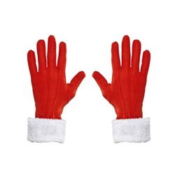 Paire de Gants Père Noël avec Bordure Peluche Blanche