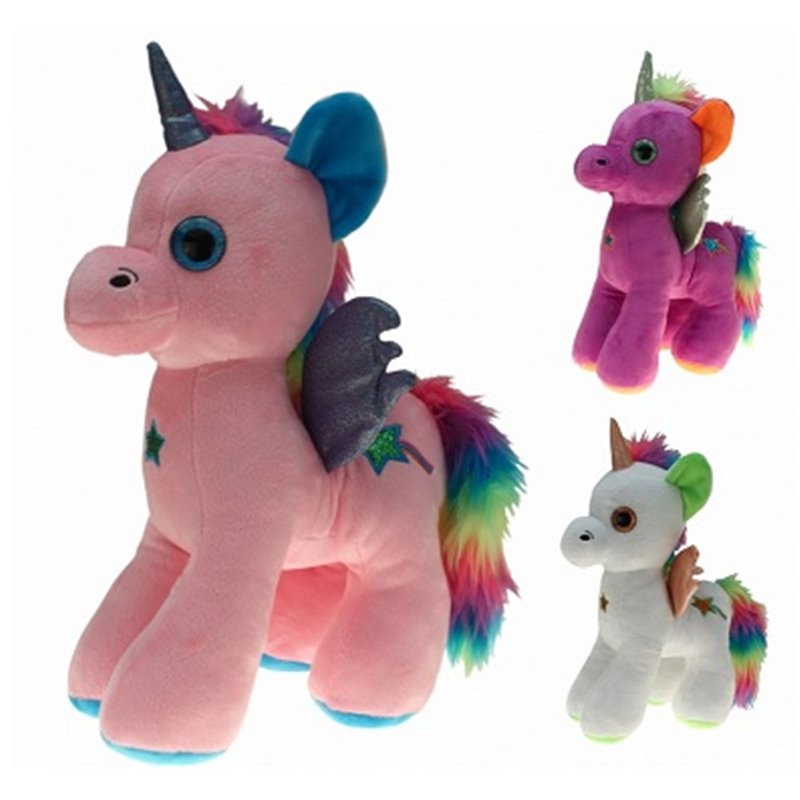 Jolie peluche bébé licorne avec fourrure 22cm MIX