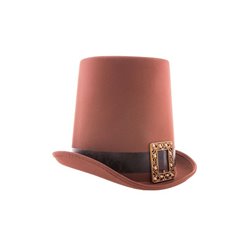 Chapeau Haut de Forme de Style Steampuck au Couleur Marron