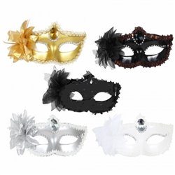 Masque Loup à Fleur avec Strass et Dentelles