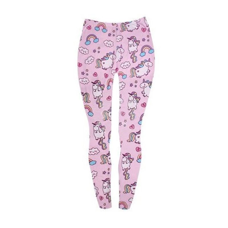 Pantalon Legging à Motifs Licorne Rose