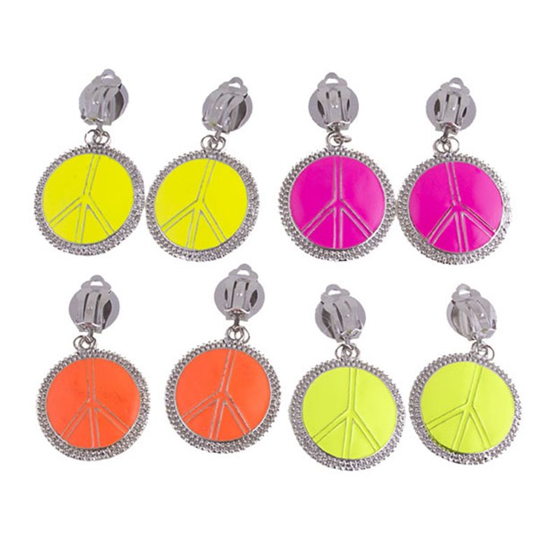 Paire de Boucles d'Oreilles Peace & Love Fluo