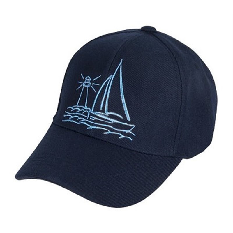 Casquette Bleu Foncé avec Motif Bateau et Phare