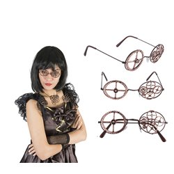 Lunettes Rondes Steampunk Engrenages avec Strass