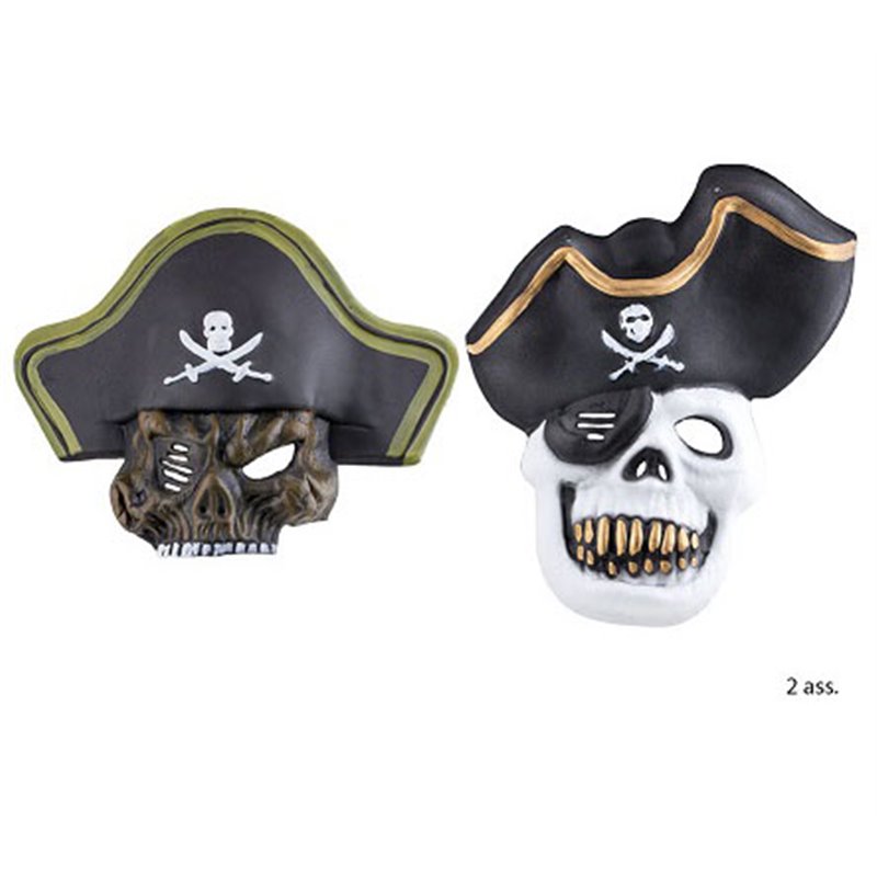 Masque Coque Crâne Pirate avec Chapeau en Polyester