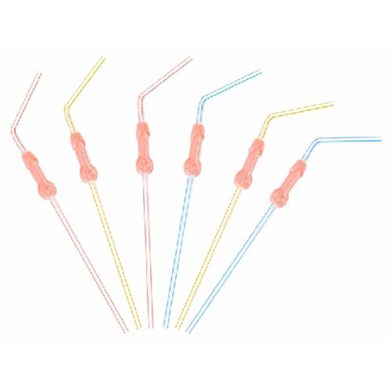 Lot de 6 pailles colorées avec zizi 22cm