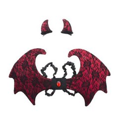 Ensemble ailes de diablesse avec ses cornes rouge et noir