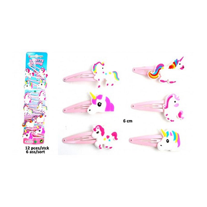 Lot de 12 barrettes licorne